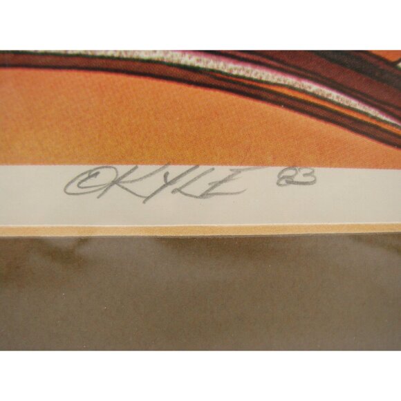 Southwest Pueblo Landscape Framed Art Modernist Signed Greg Kyle 1983 Vintage - Picture 6 of 12